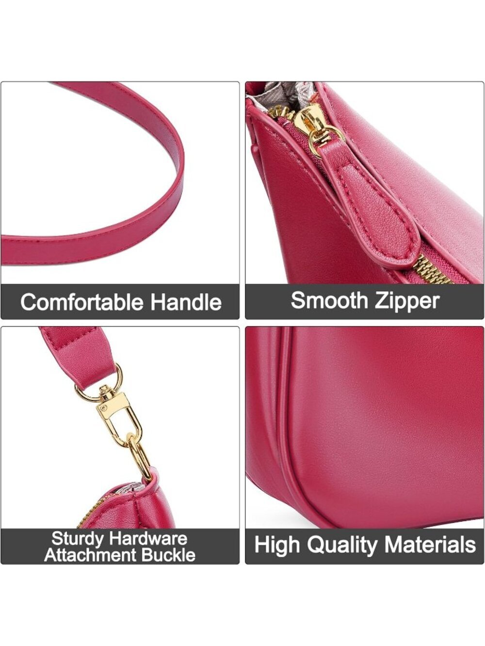 Women's Bags Rosered Leather Hobo Shoulder Handbag Retro Clutch Stylish Purse - Picture 4 of 6